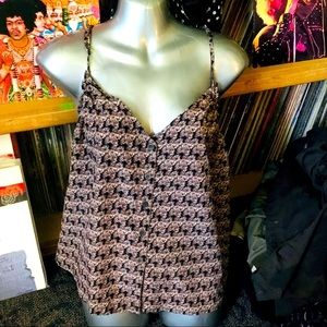 𝅺COTTON Candy L.A. Cute Houndstooth Button Down Racerback Tank Top Size Large